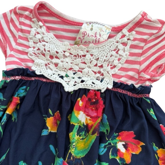 Vintage Pink Vanilla Toddler Girl Dress floral Lace 2T USA - Picture 2 of 6